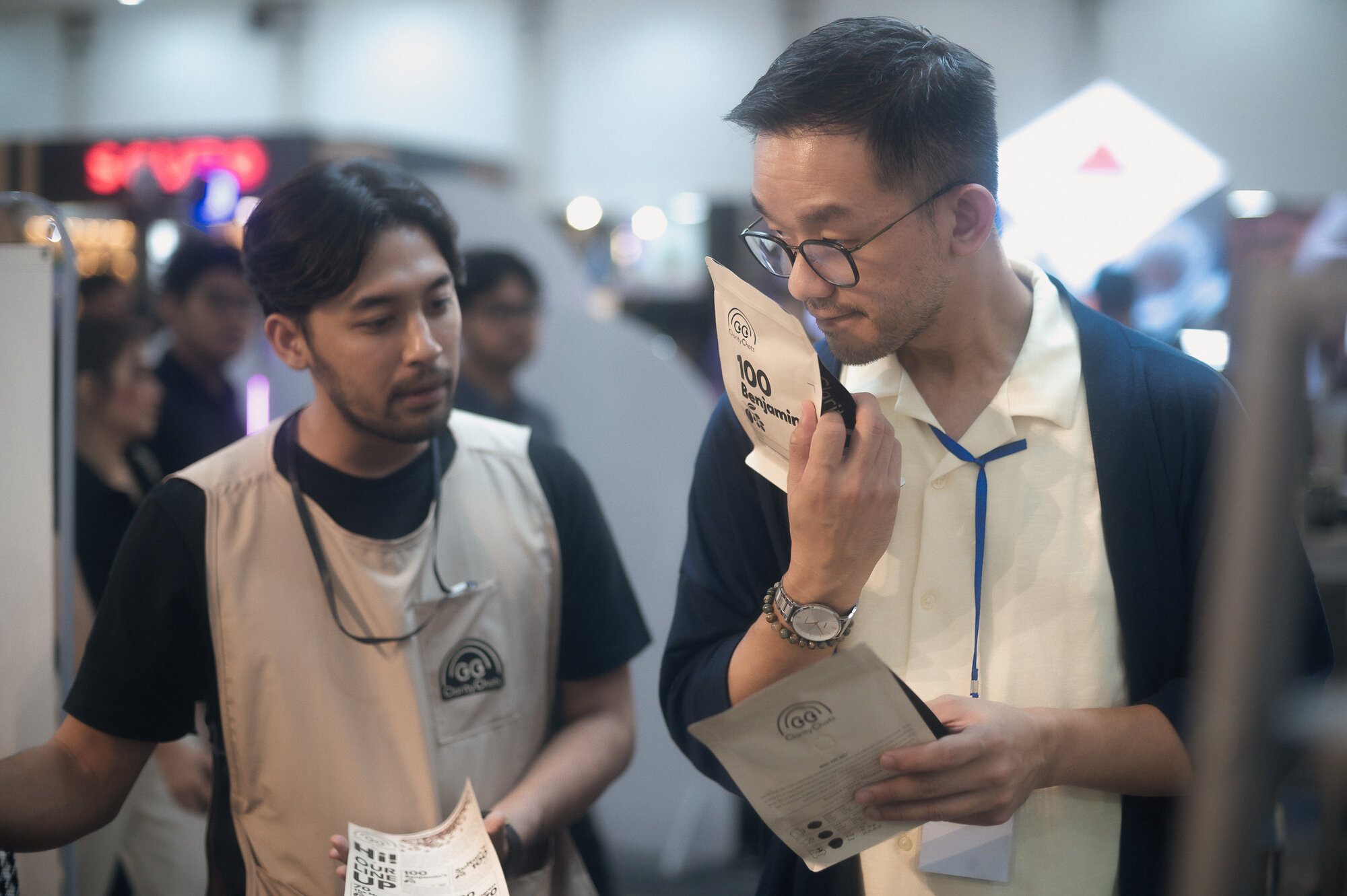 Customer experiencing coffee aroma