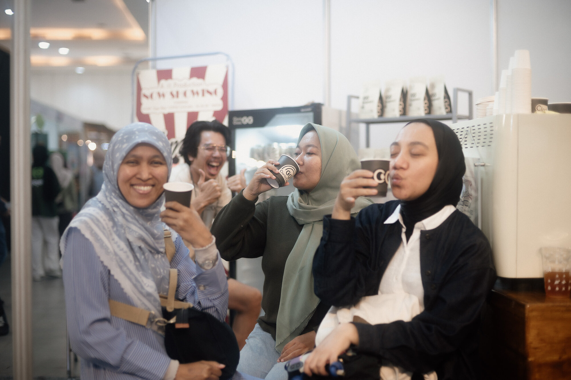 Customers enjoying ClarityChats coffee